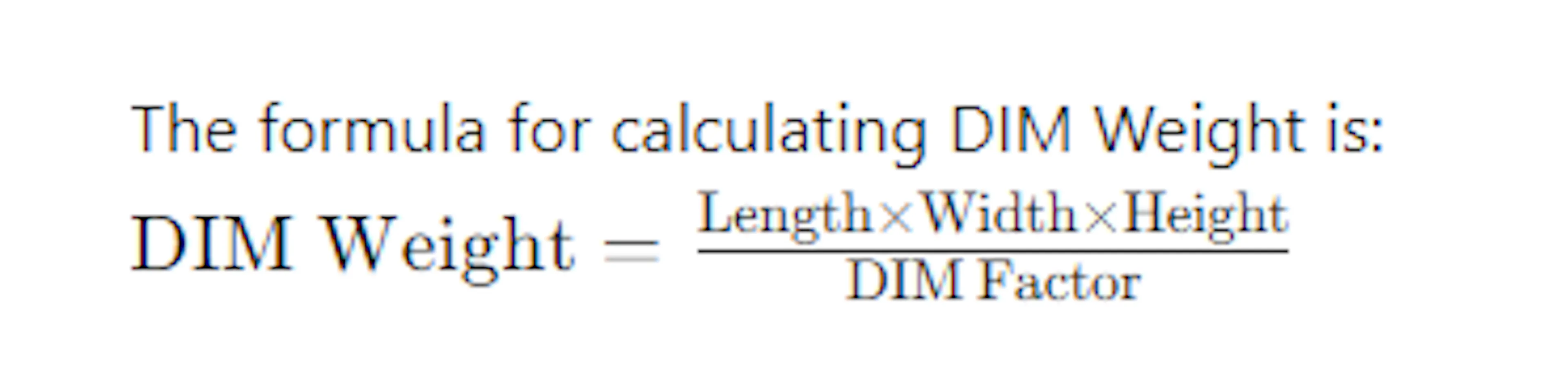 DIM weight calculation formula