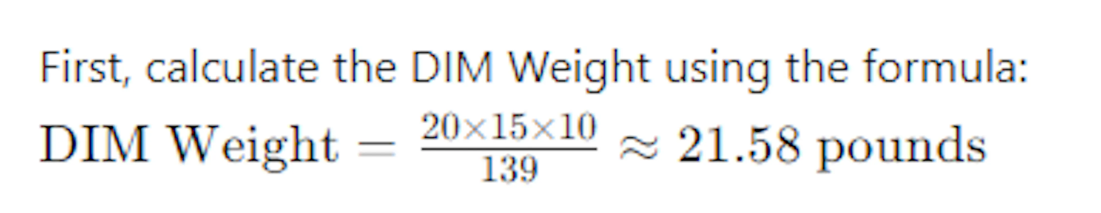 Calculating DIM Weight formula