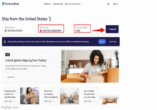 Checking Remote Delivery Area on Forwardme website.