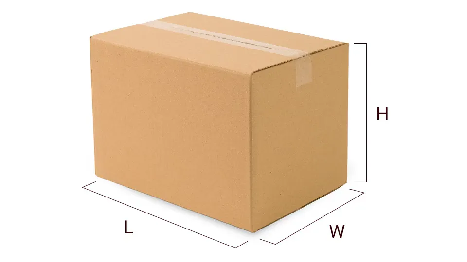 A package with dimension showing around it.