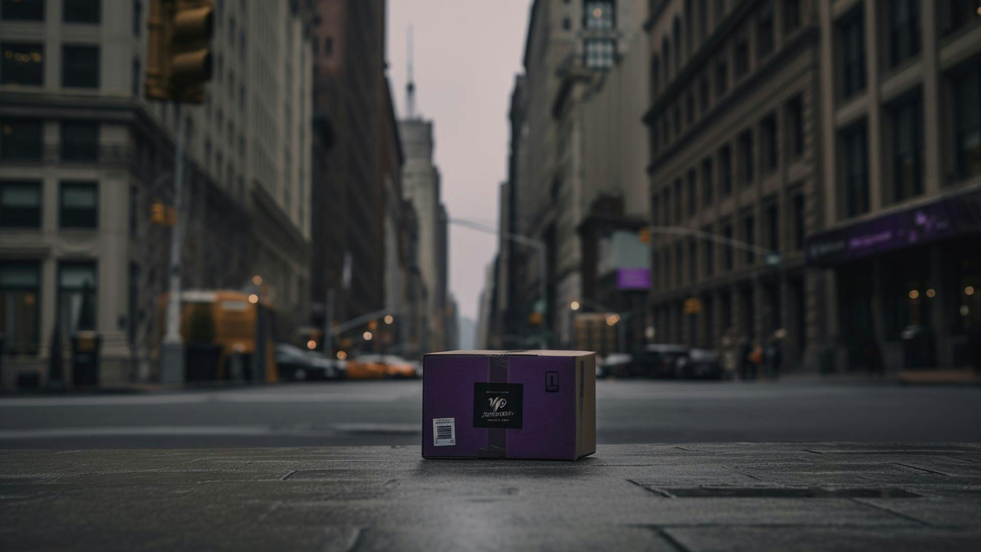 A package left on a street on a cozy evening. A package left on a street on a cozy evening.