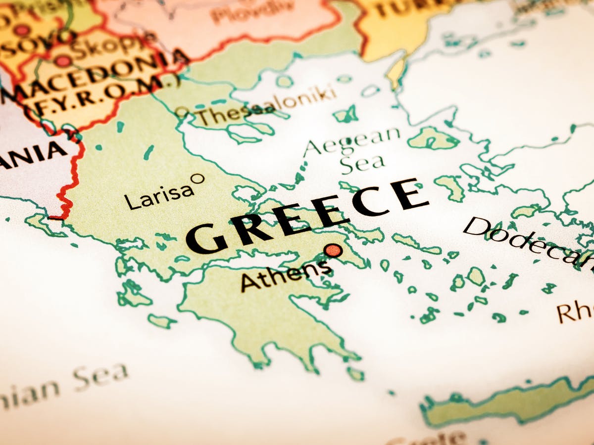 Greece located on a map. 