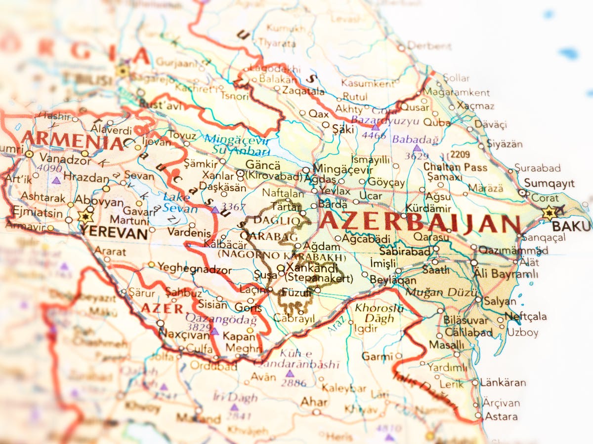Azerbaijan on a map. 
