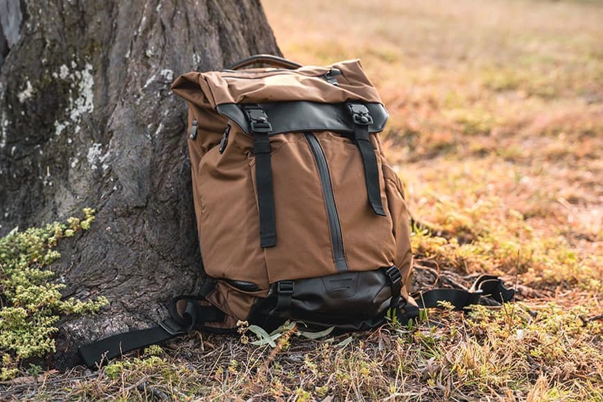 Backpack in the field. Backpack in the field.