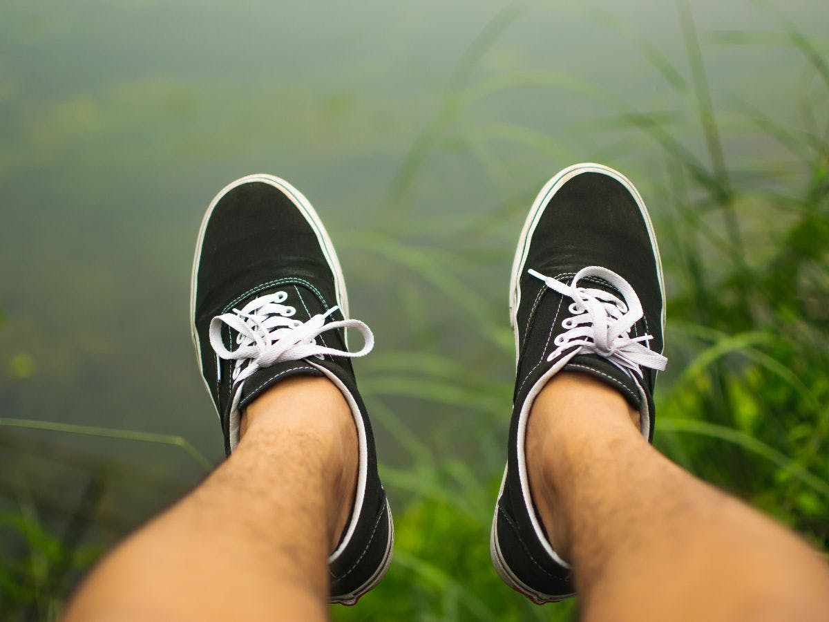 Black and white clearance vans authentic on feet