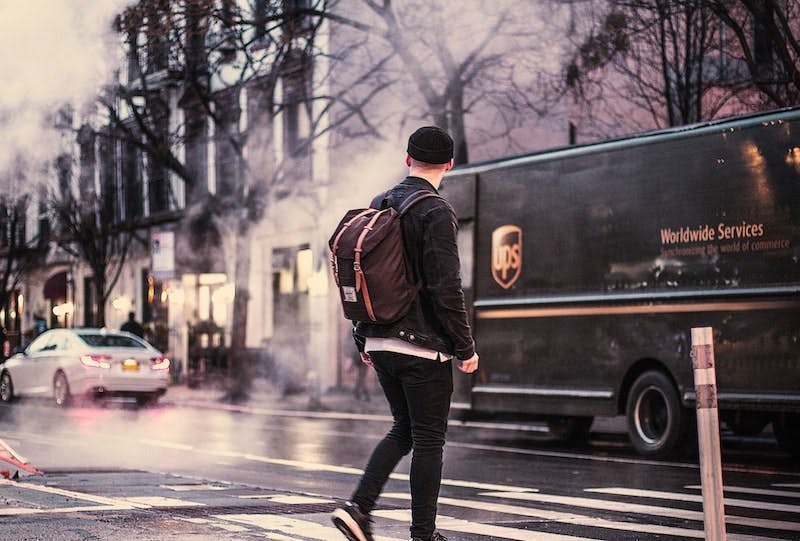 UPS truck is going to Canada from the United States