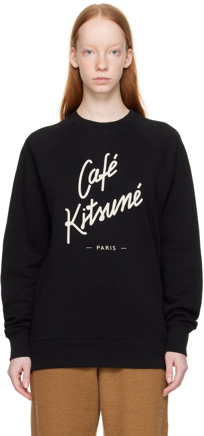 MAISON KITSUNÉ-Black 'Cafe Kitsune' Sweatshirt