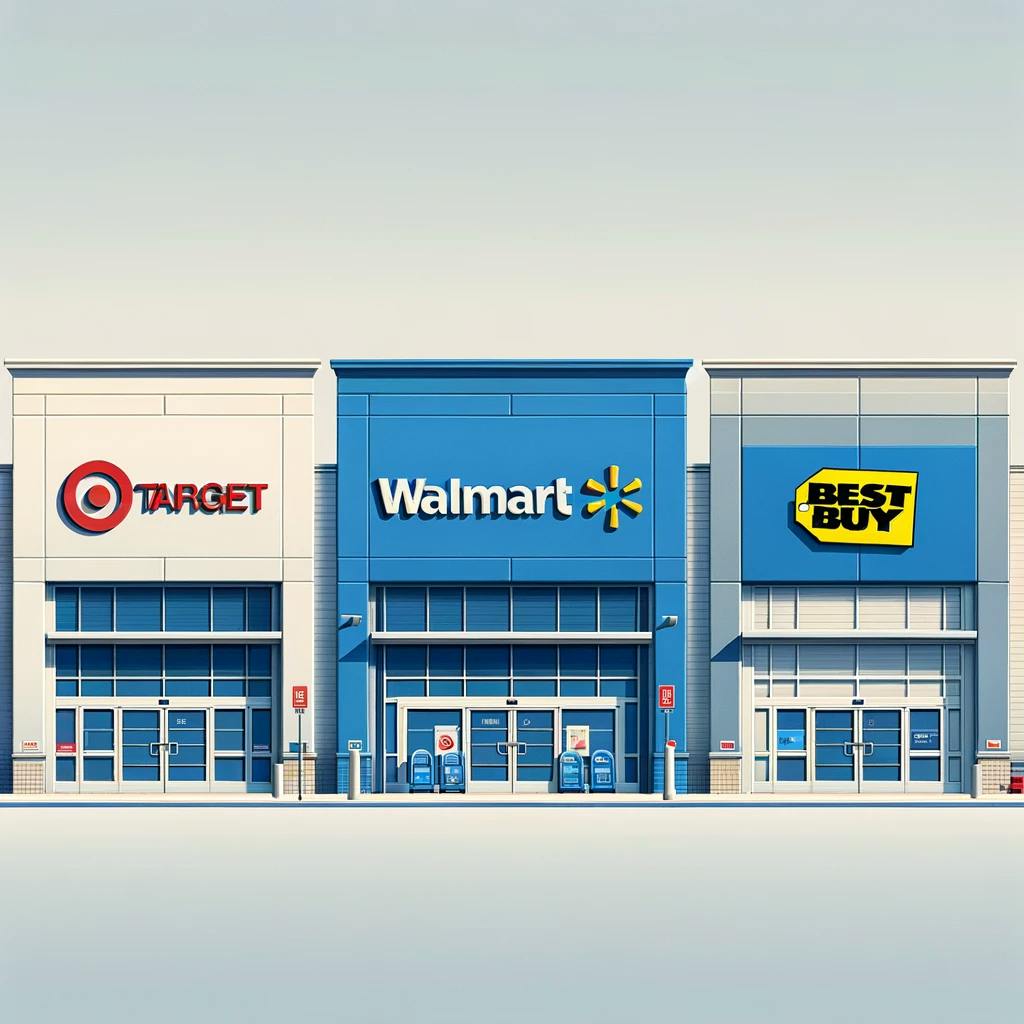 popular retailer stores such as Target, Walmart, and Best Buy