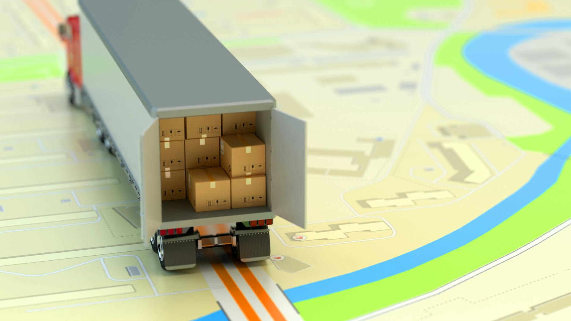 A delivery truck with packages on the map.