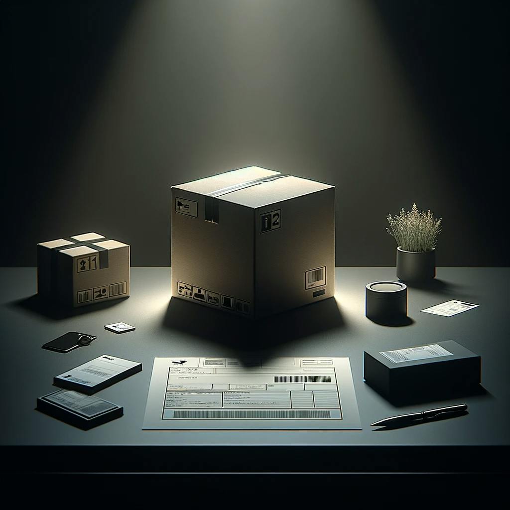 A package being prepared to be shipped internationally. A package being prepared to be shipped internationally.
