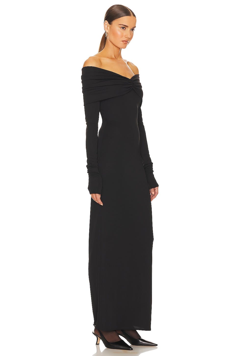 Jersey Off Shoulder Maxi Dress