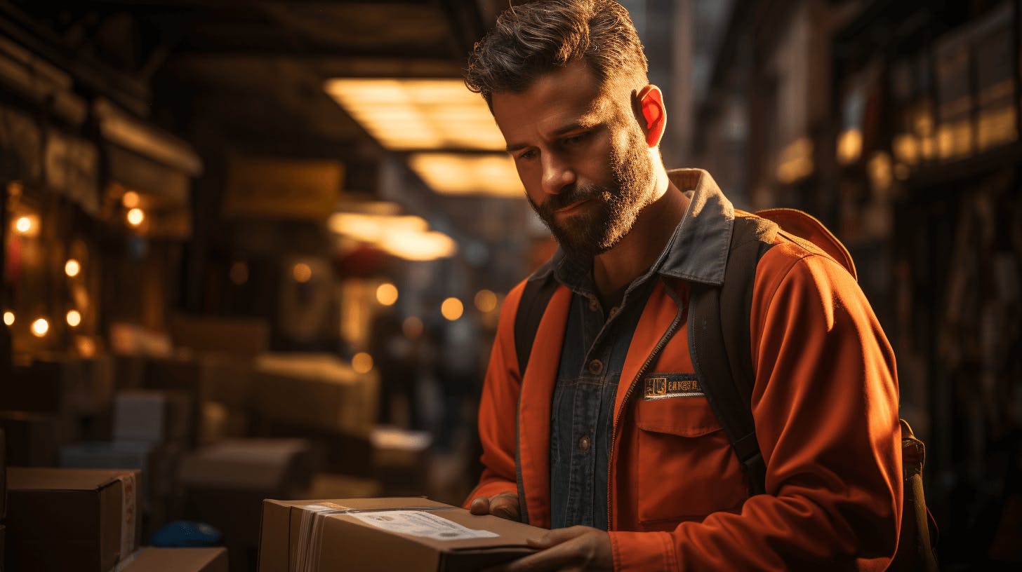 A man holding a package. 