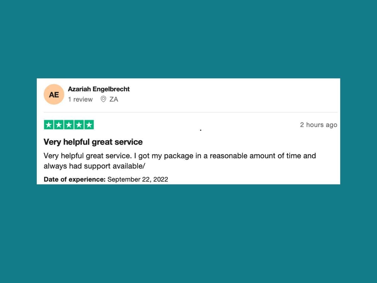 Review for shipping auto parts.