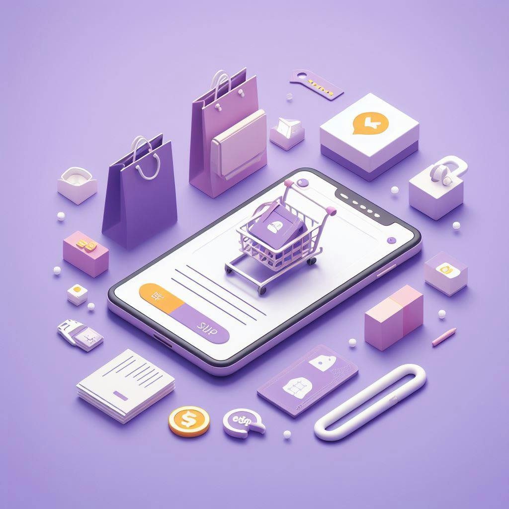 Shopping packages, shipping packages around a mobile phone a shopping cart on it. Shopping packages, shipping packages around a mobile phone a shopping cart on it.