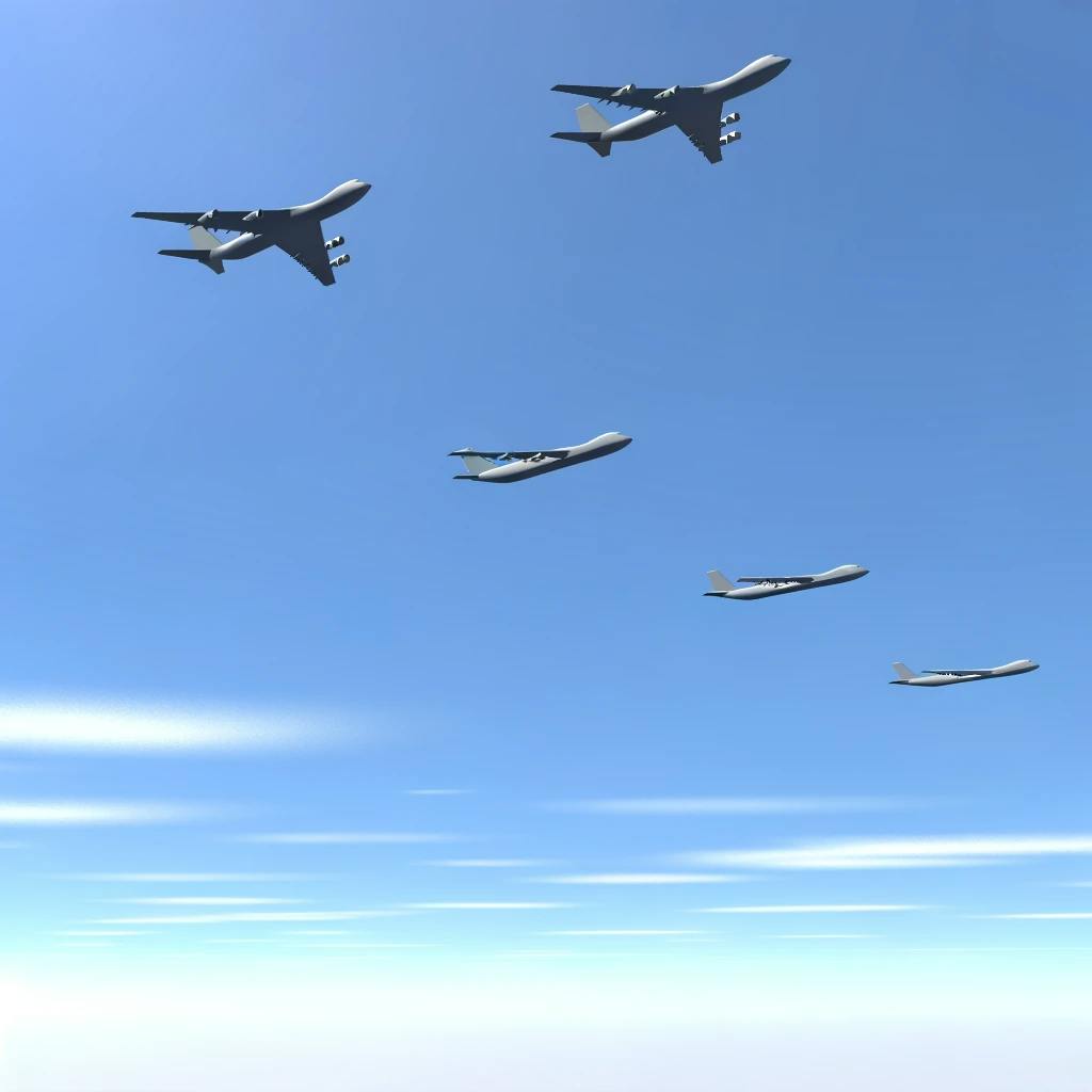 Cargo planes on a clear sky. 