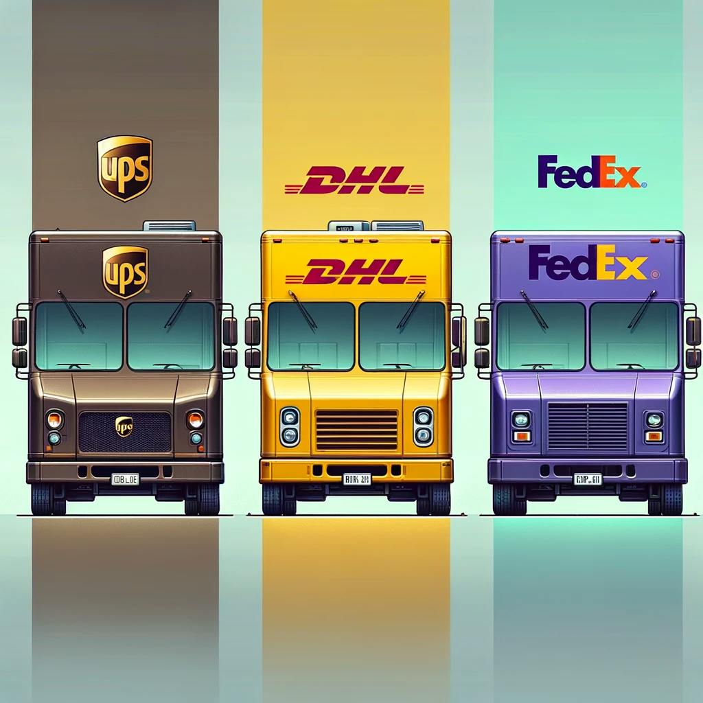 Courier trucks side by side for comparison. 