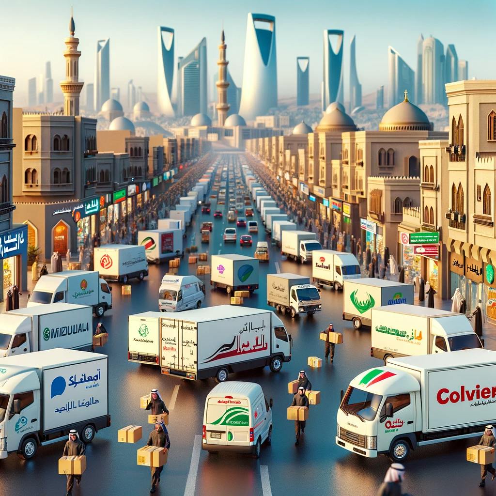 various courier companies making deliveries in Saudi Arabia.