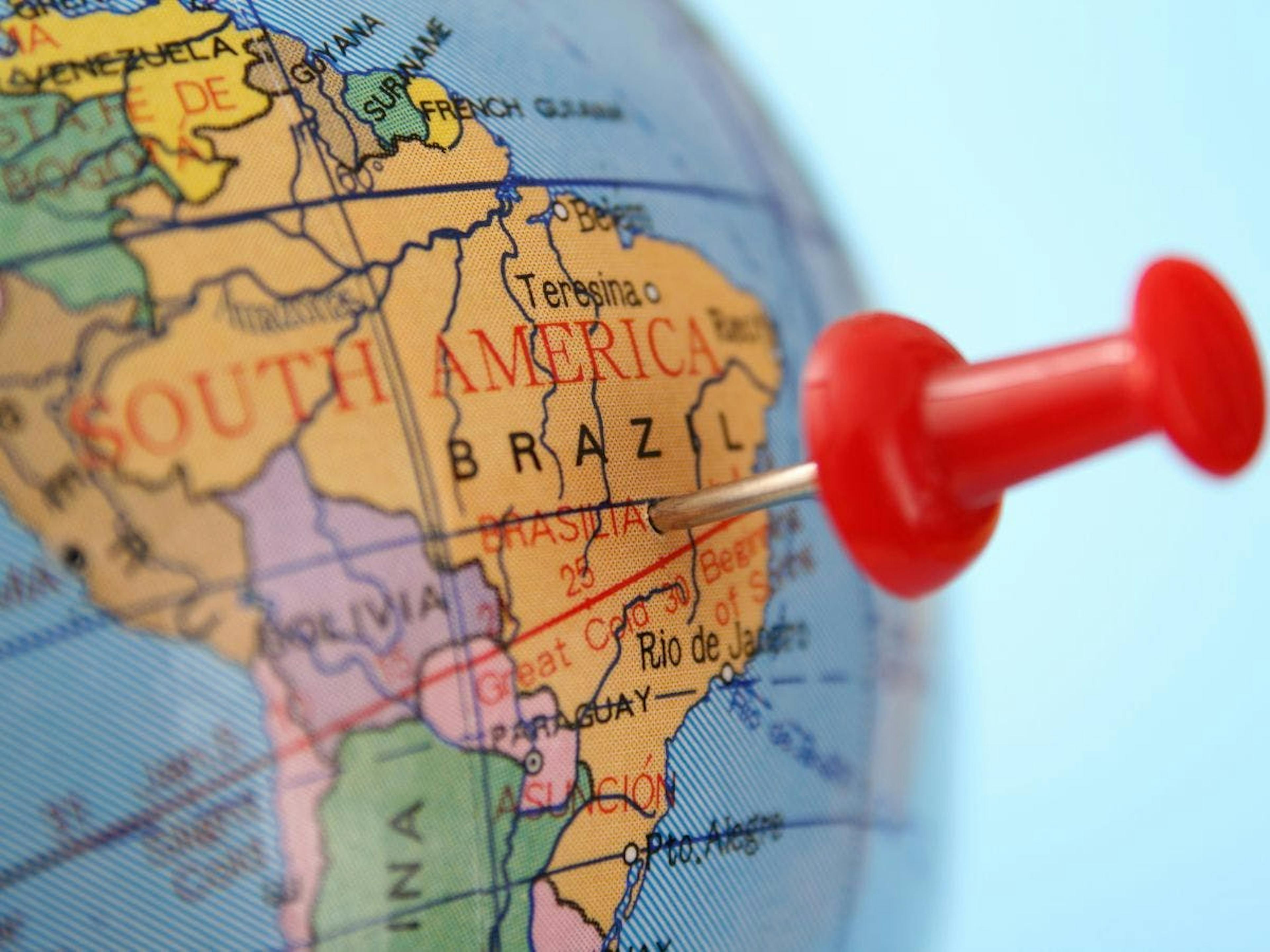 Brazil on a world map. 