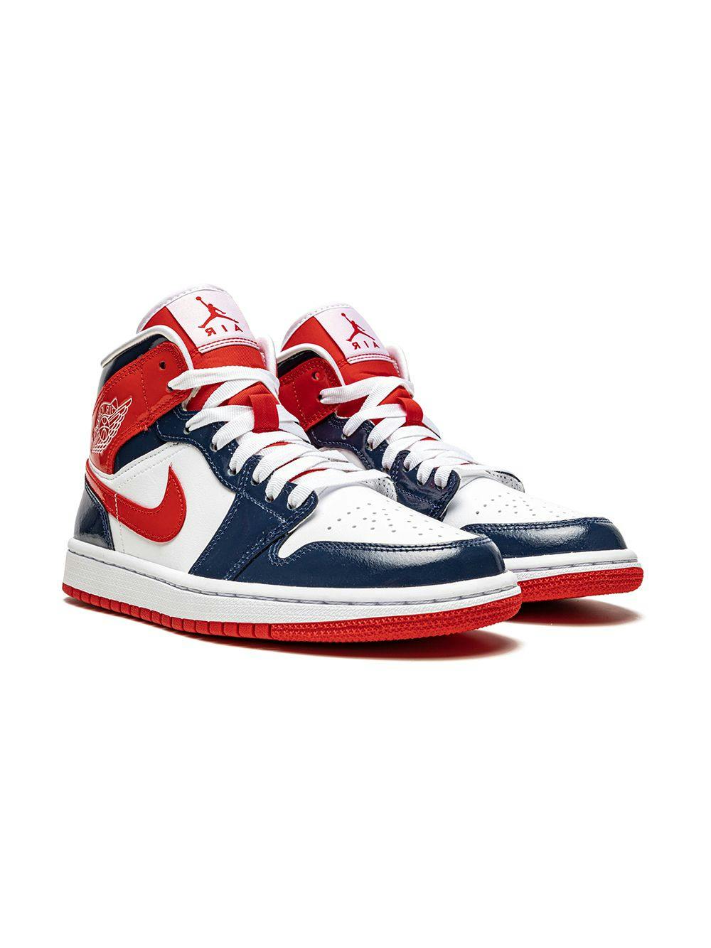 Air Jordan 1 Mid "Patent Leather Navy/White/Red" sneakers