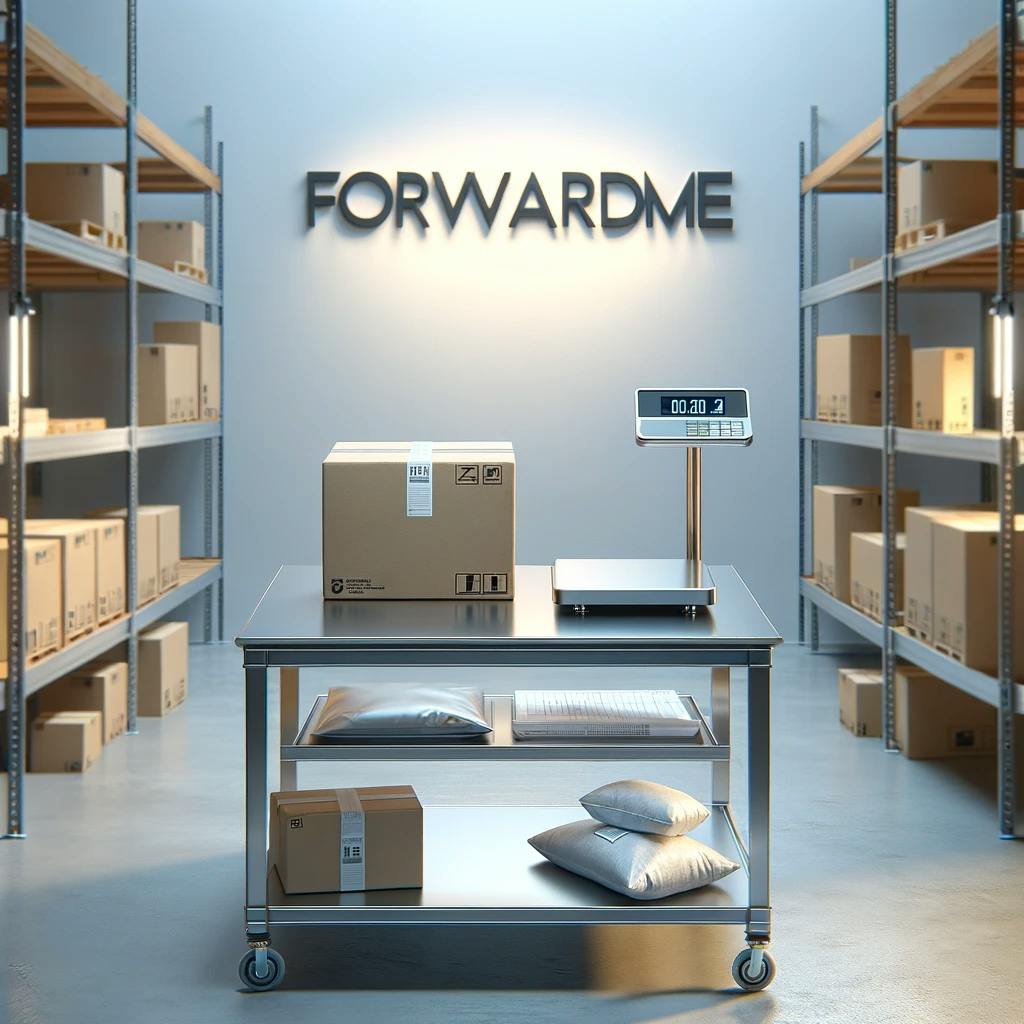 A package being prepared to be shipped internationally in the Forwardme warehouse. 