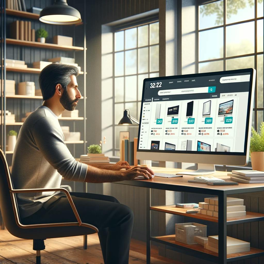 a person browsing an online store with competitive rates a person browsing an online store with competitive rates