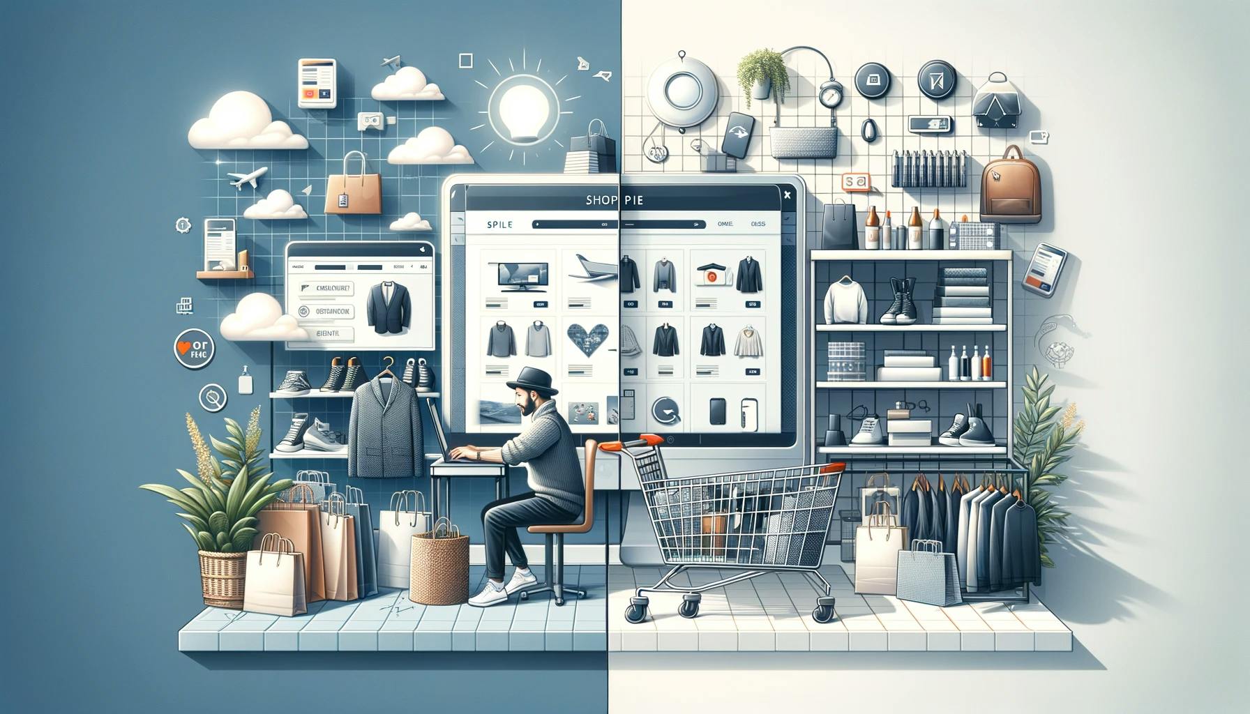 A comparison of online shopping, and in-store shopping. A comparison of online shopping, and in-store shopping.