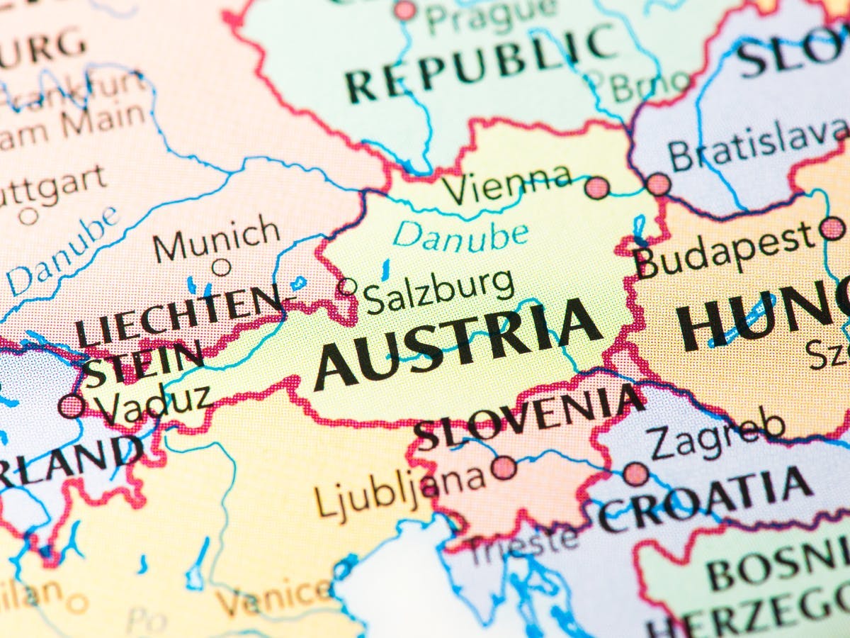 Austria on a map. 