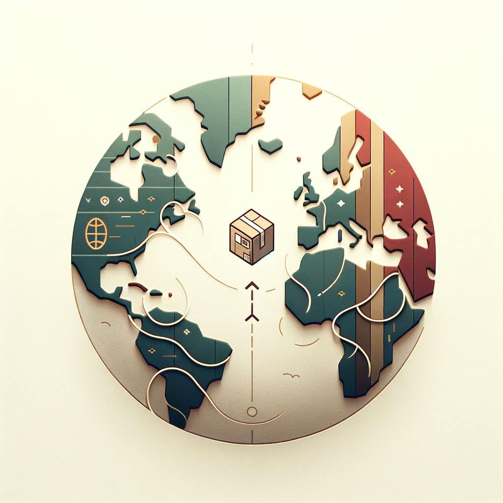 A shipping package in the middle of the world. A shipping package in the middle of the world.