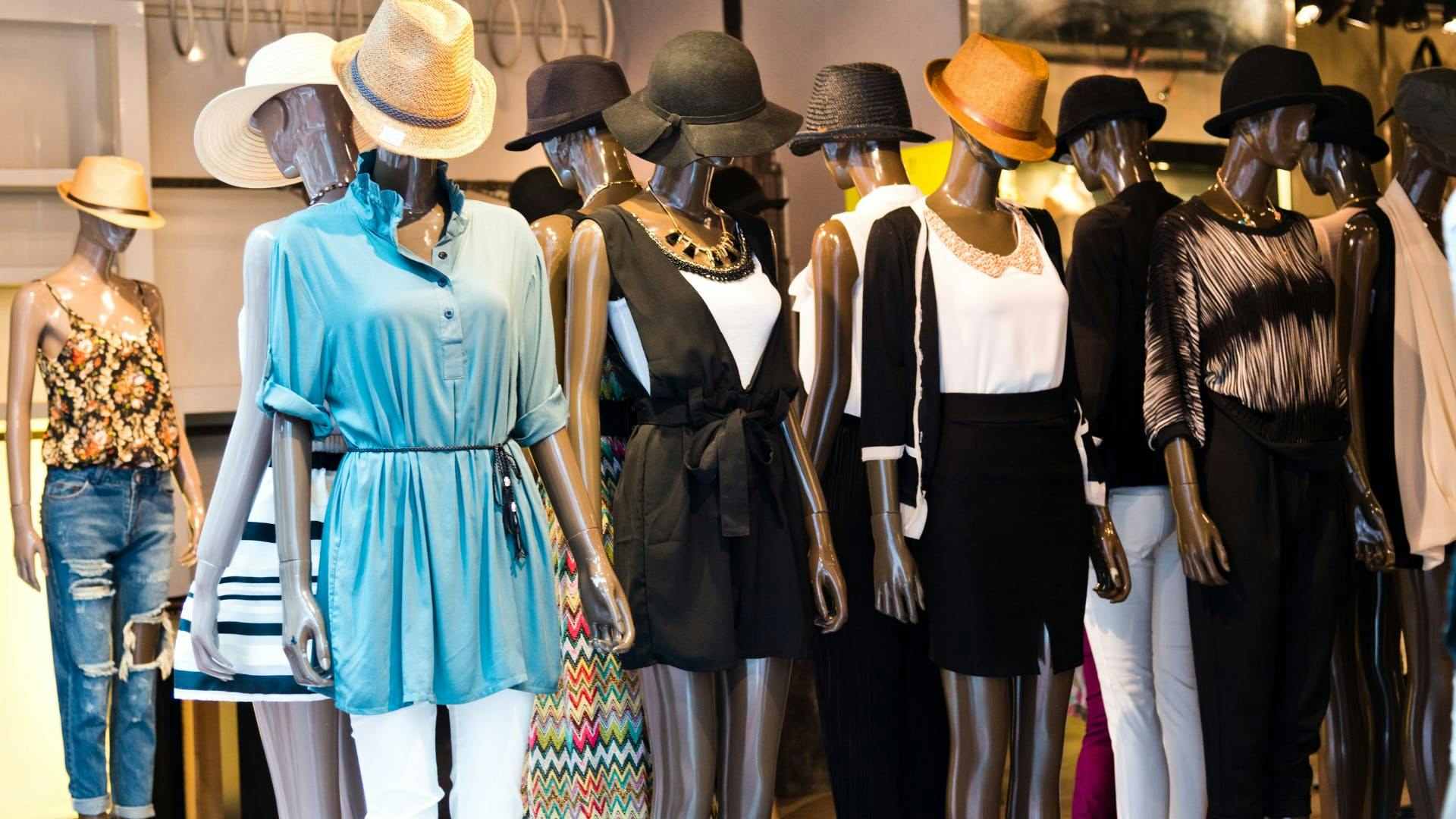 Manequins are dressed with luxury items.