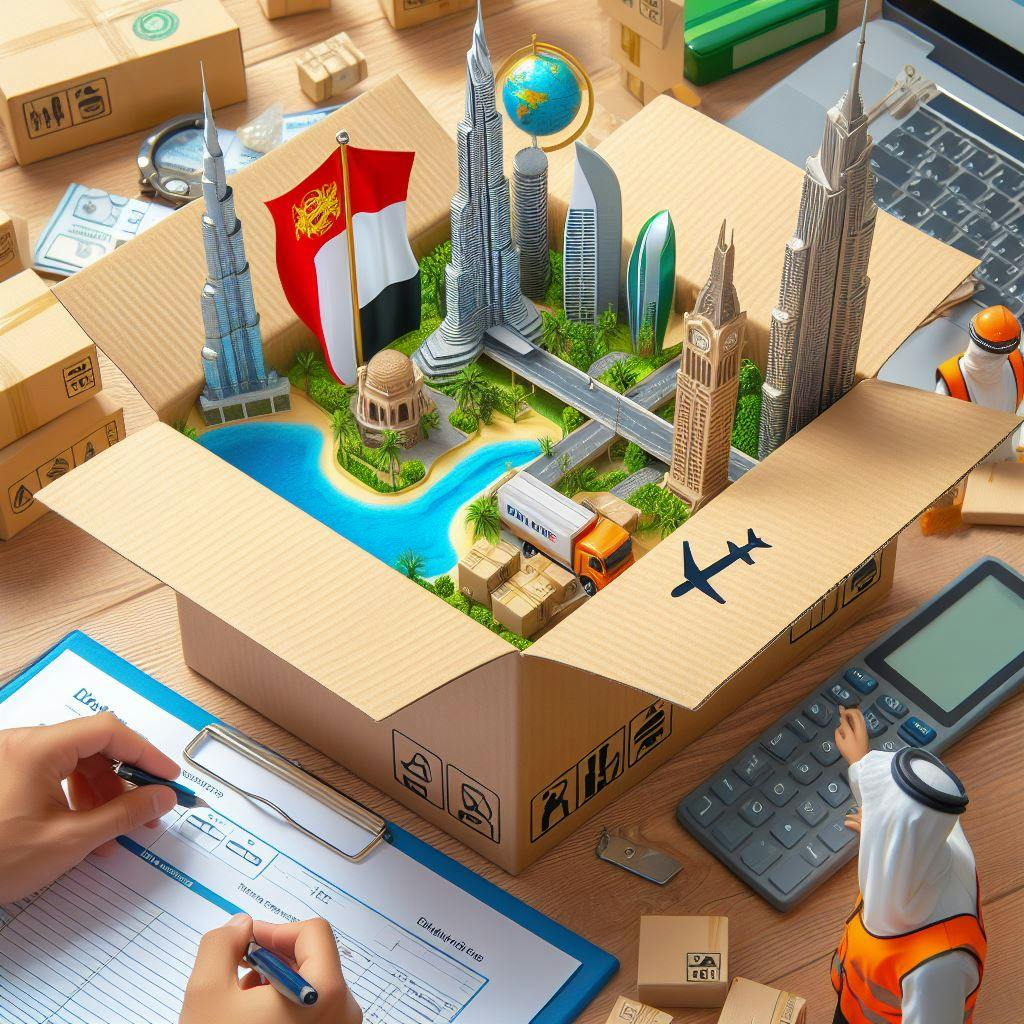 A package being prepared to be shipped to United Arab Emirates A package being prepared to be shipped to United Arab Emirates
