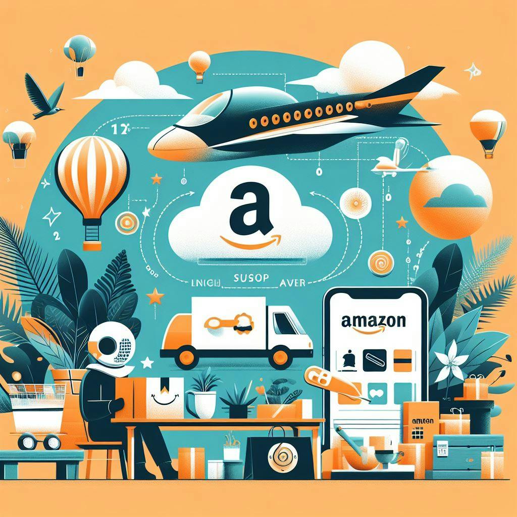 Different types of products related to Amazon in the background. Different types of products related to Amazon in the background.