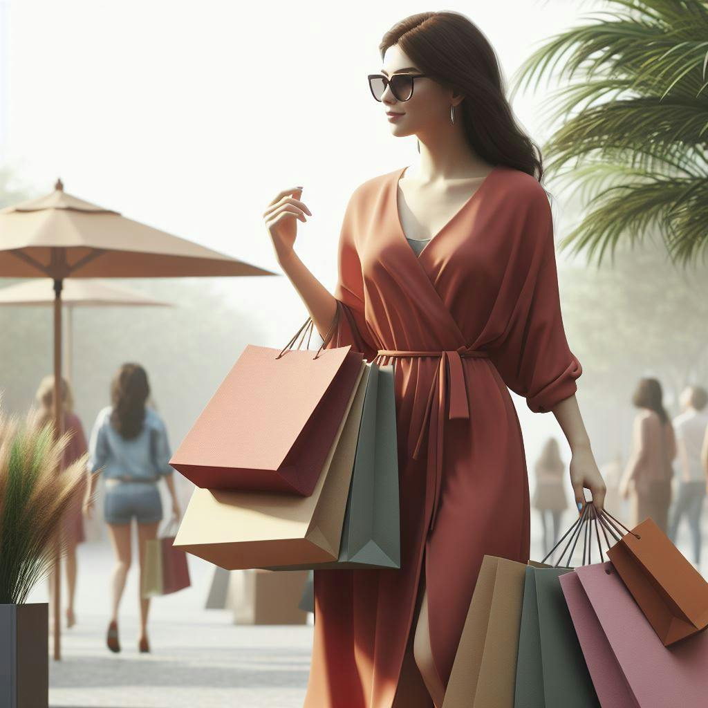 A woman shopping with shopping bags for the Forwardme customers. 