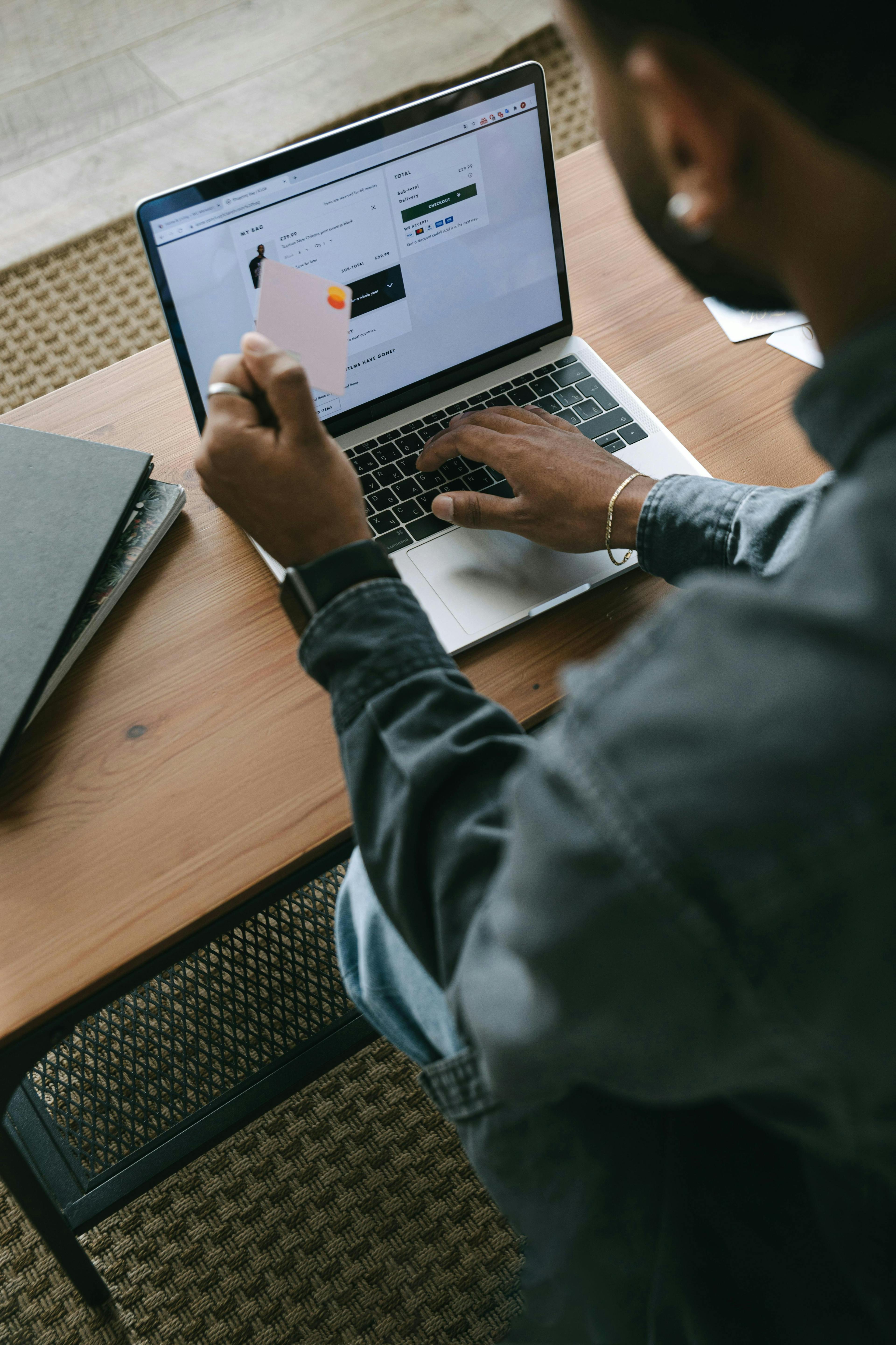 A man making online payment. A man making online payment.