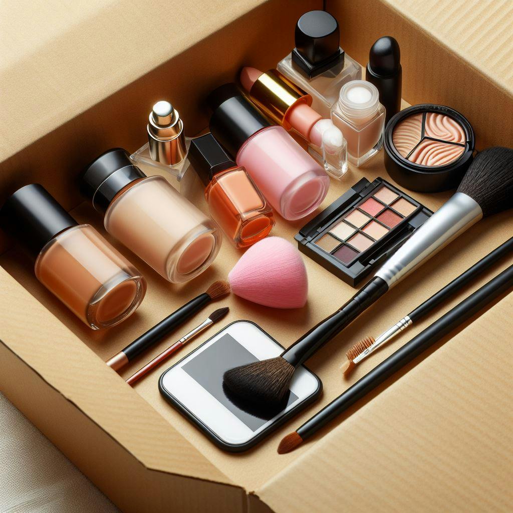 Make up products in a shipping package. 