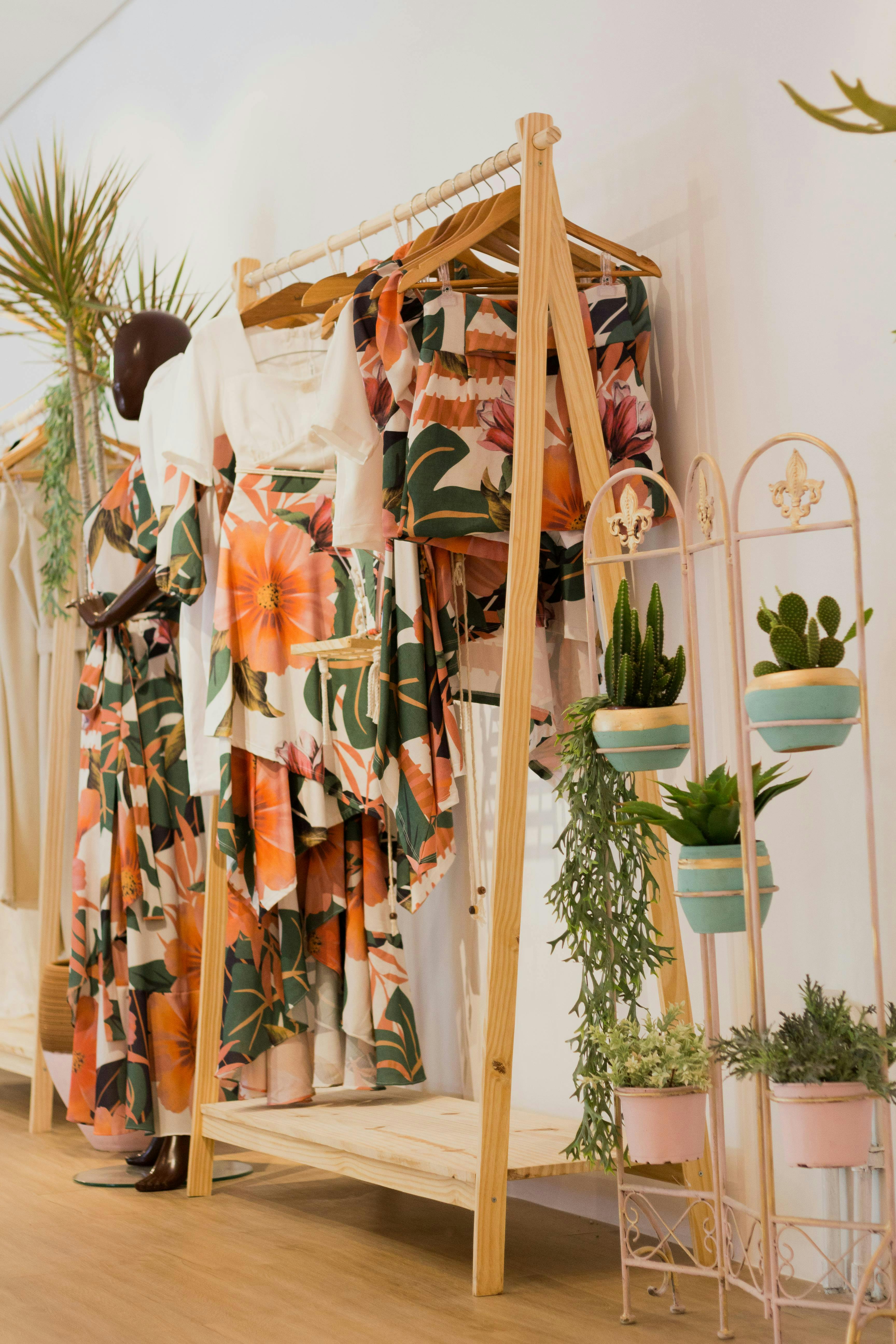 A clothing rack from a store. A clothing rack from a store.