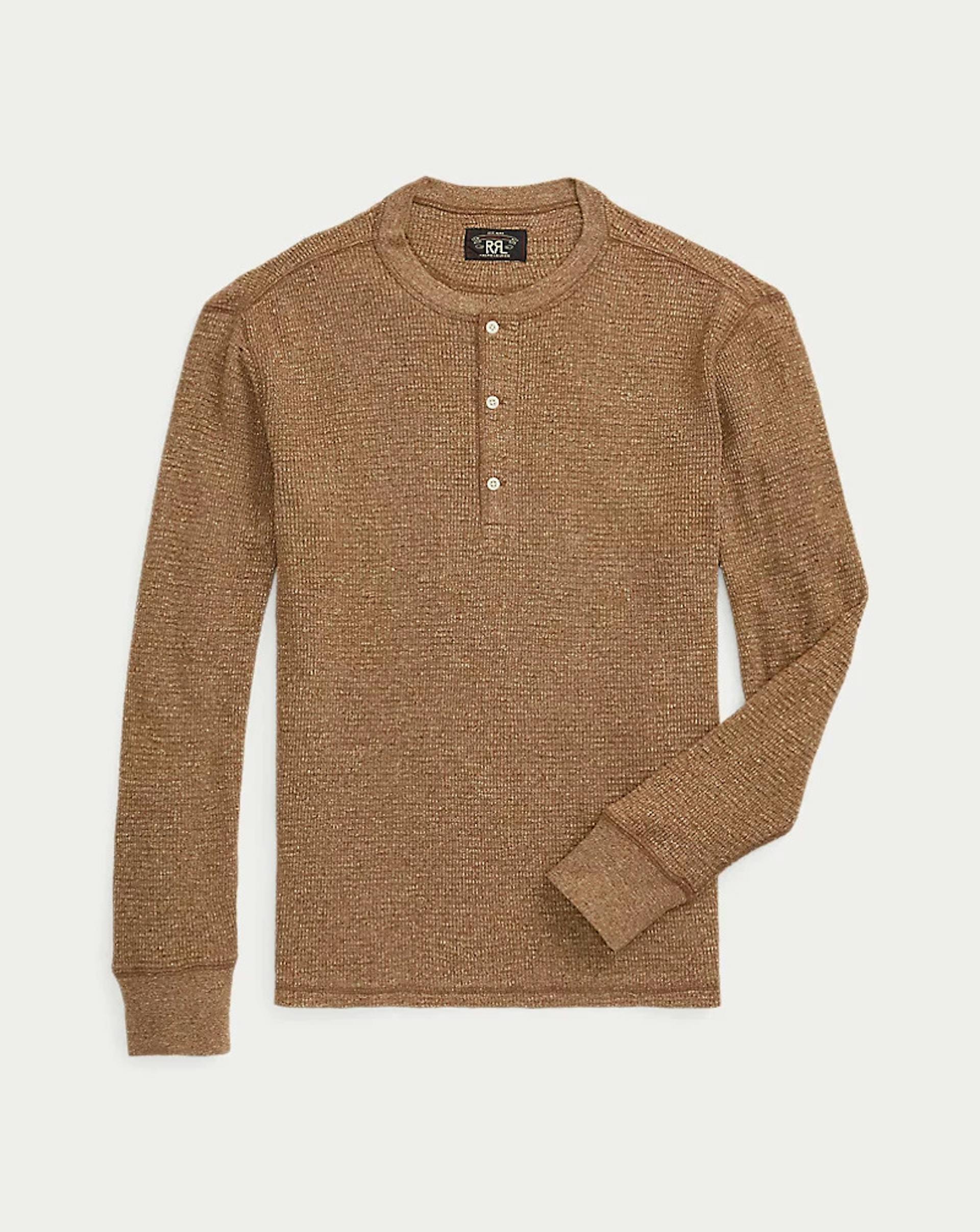 Waffle-Knit Henley Shirt