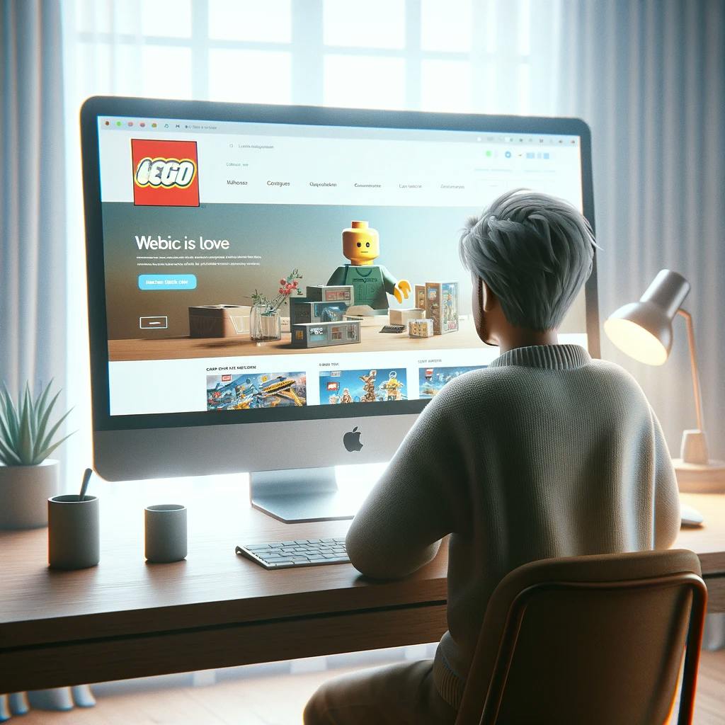 A person browsing official Lego website. A person browsing official Lego website.