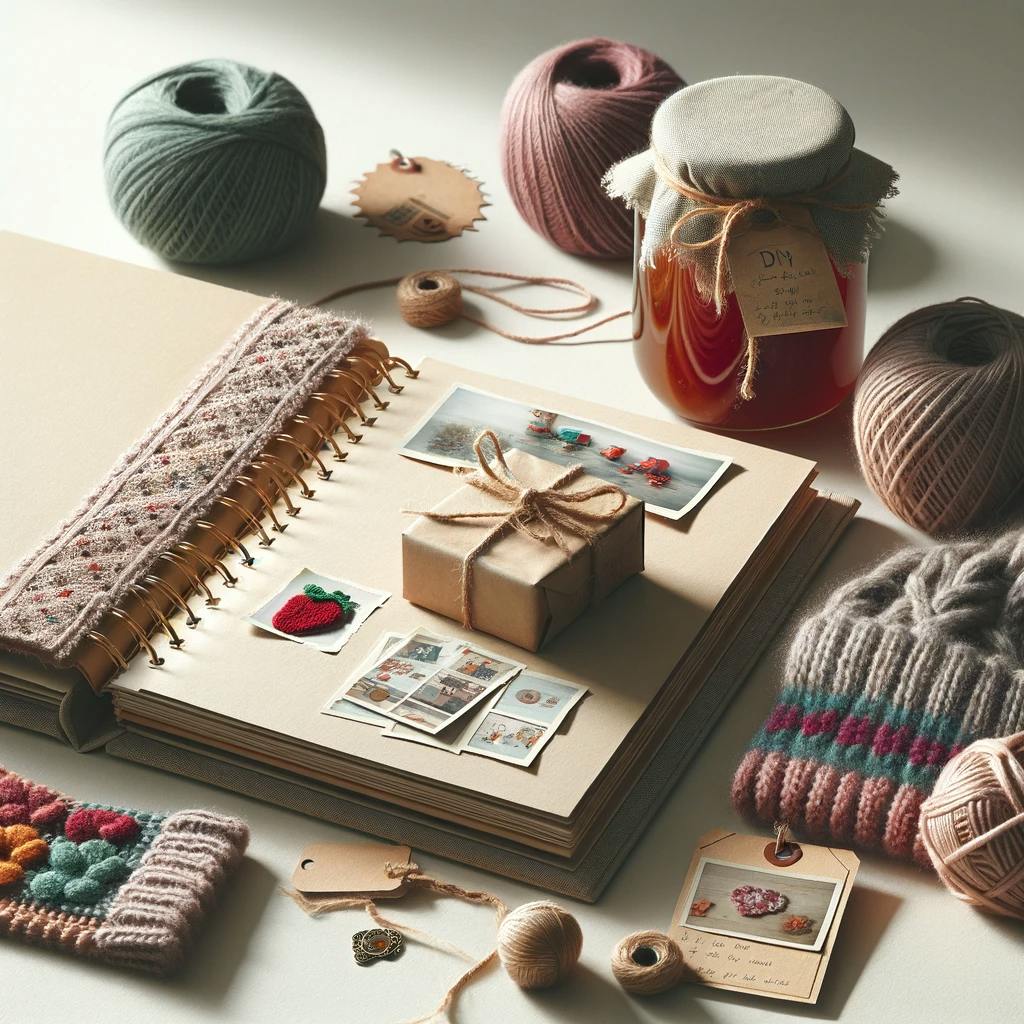 DIY craft gifts on a table. DIY craft gifts on a table.