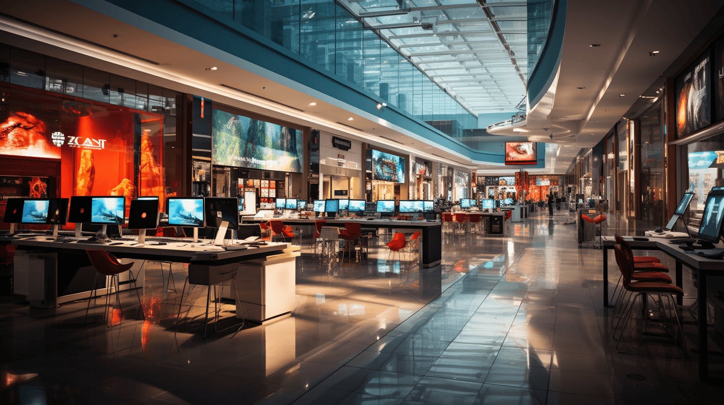 Inside of a electronic store.