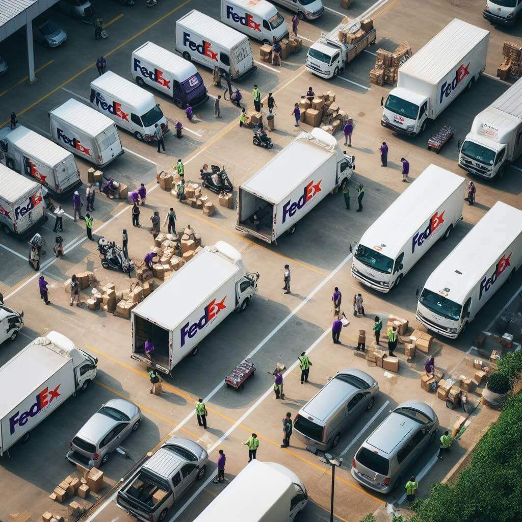 fedex trucks deliver packages to some of people