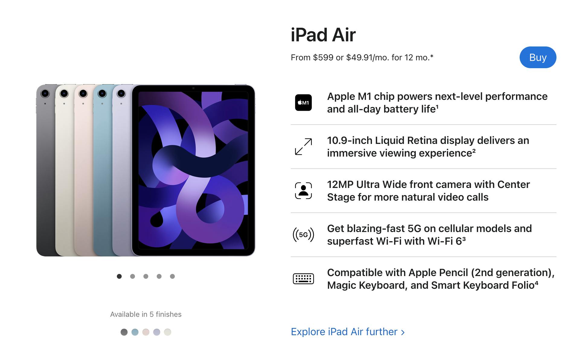 iPad Air version features. 