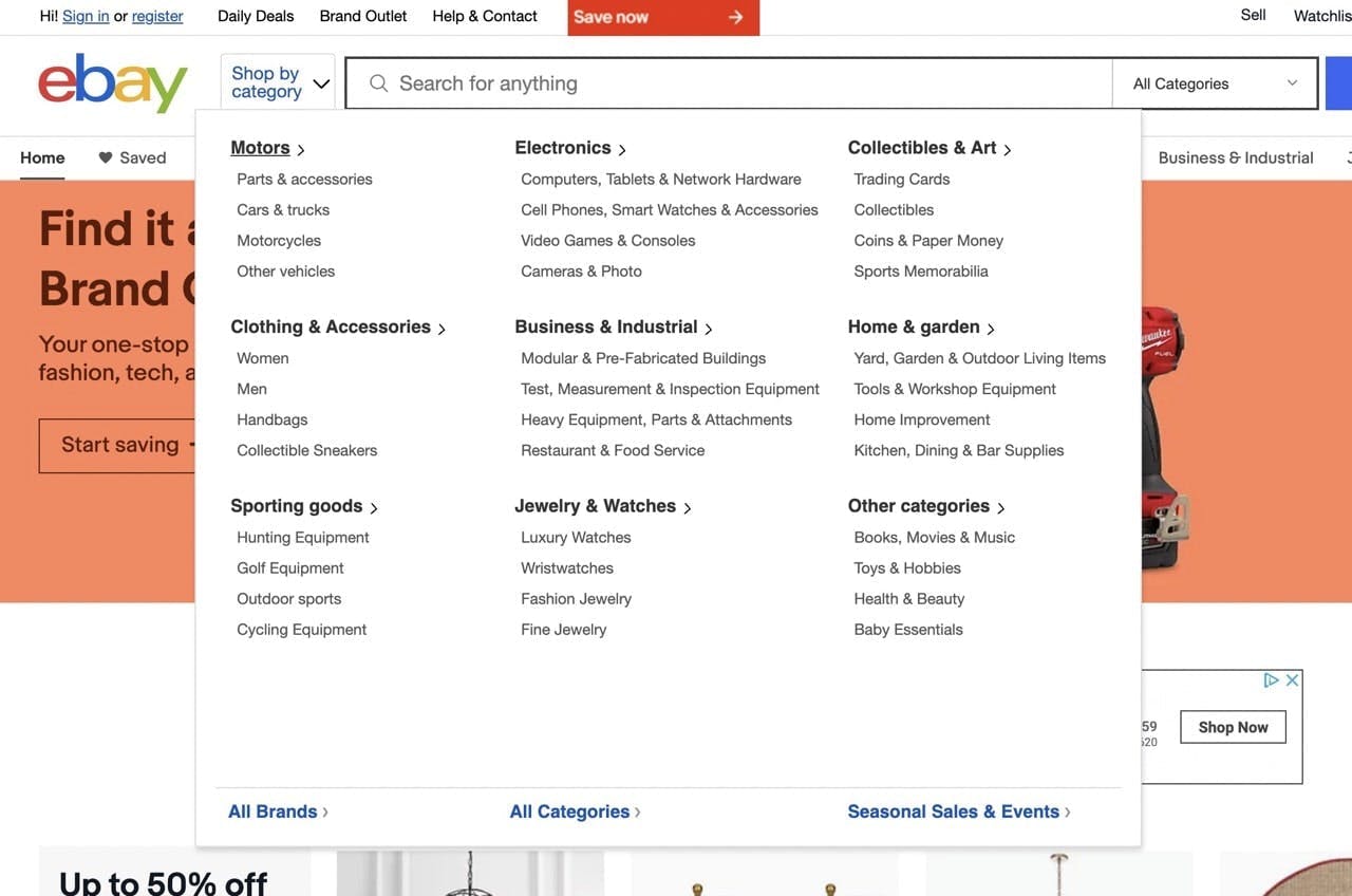 eBay searchbar