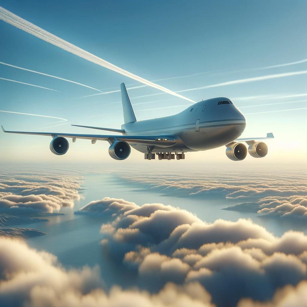  a cargo plane in mid-flight, shipping from the US to Hong Kong.