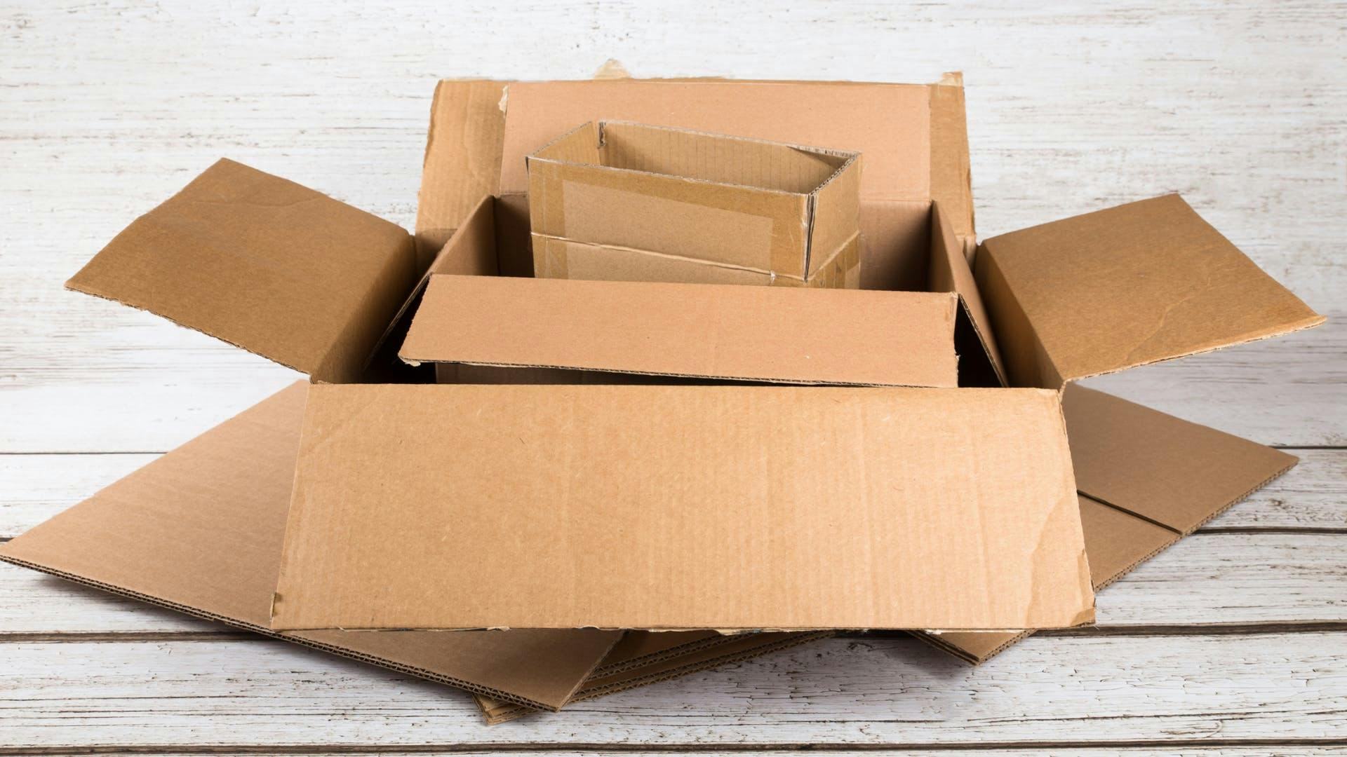 Shipping packages stacked in each other.