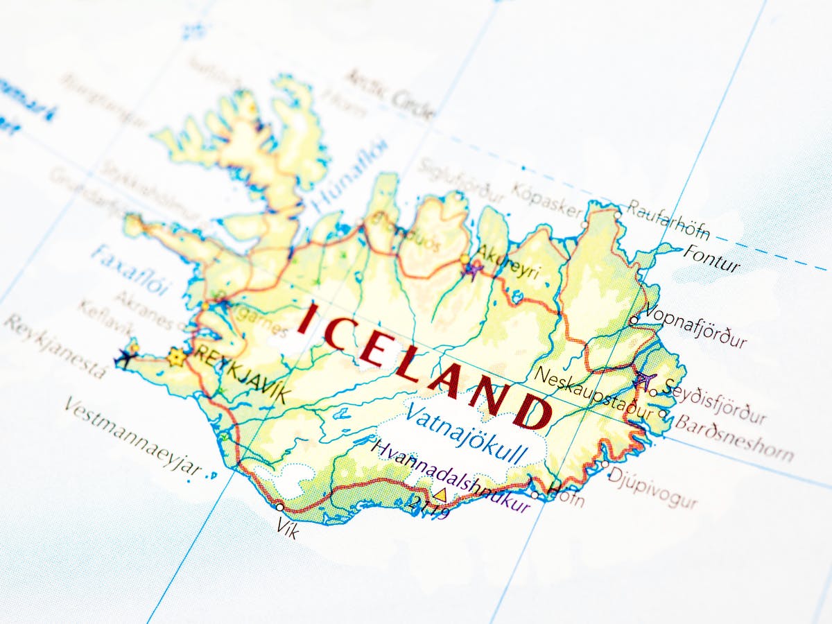 Iceland on a map. 