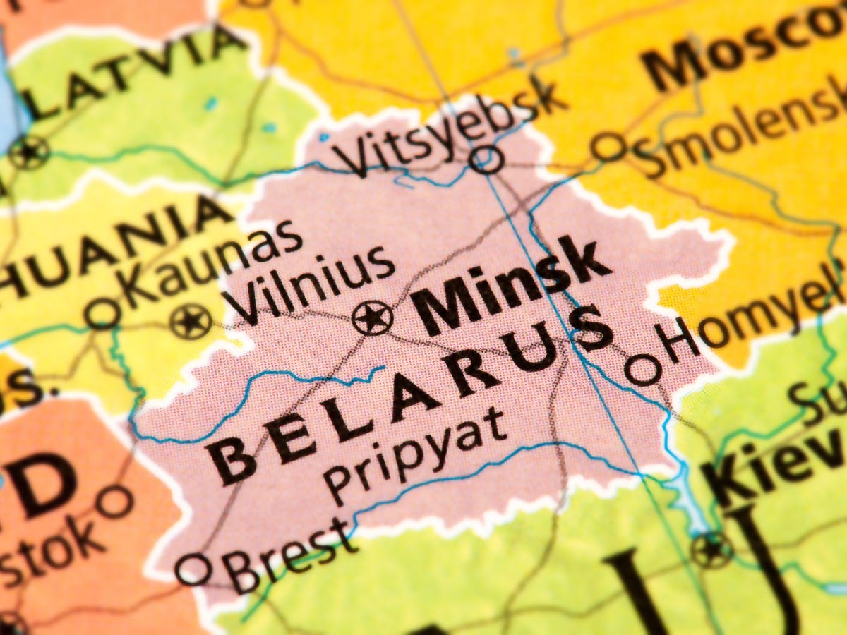 A map Belarus on it. 