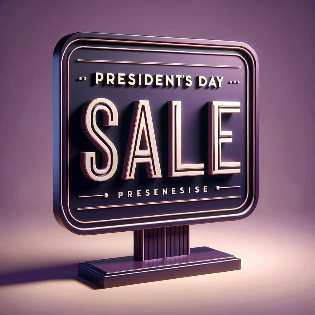 A signboard reads "Presidentes Day Sales" for commercial use. 