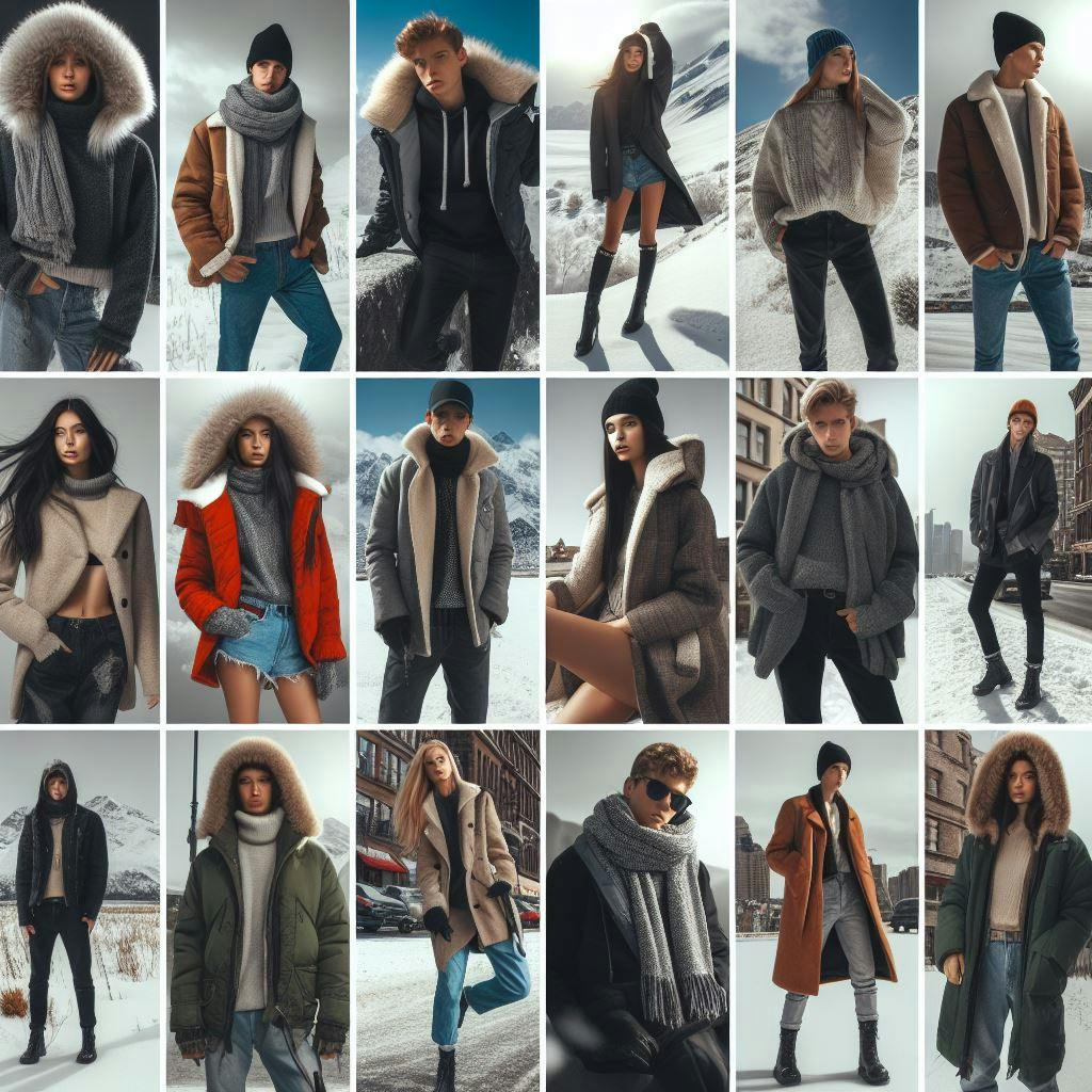 Different style of people in Winter Apparel. Different style of people in Winter Apparel.