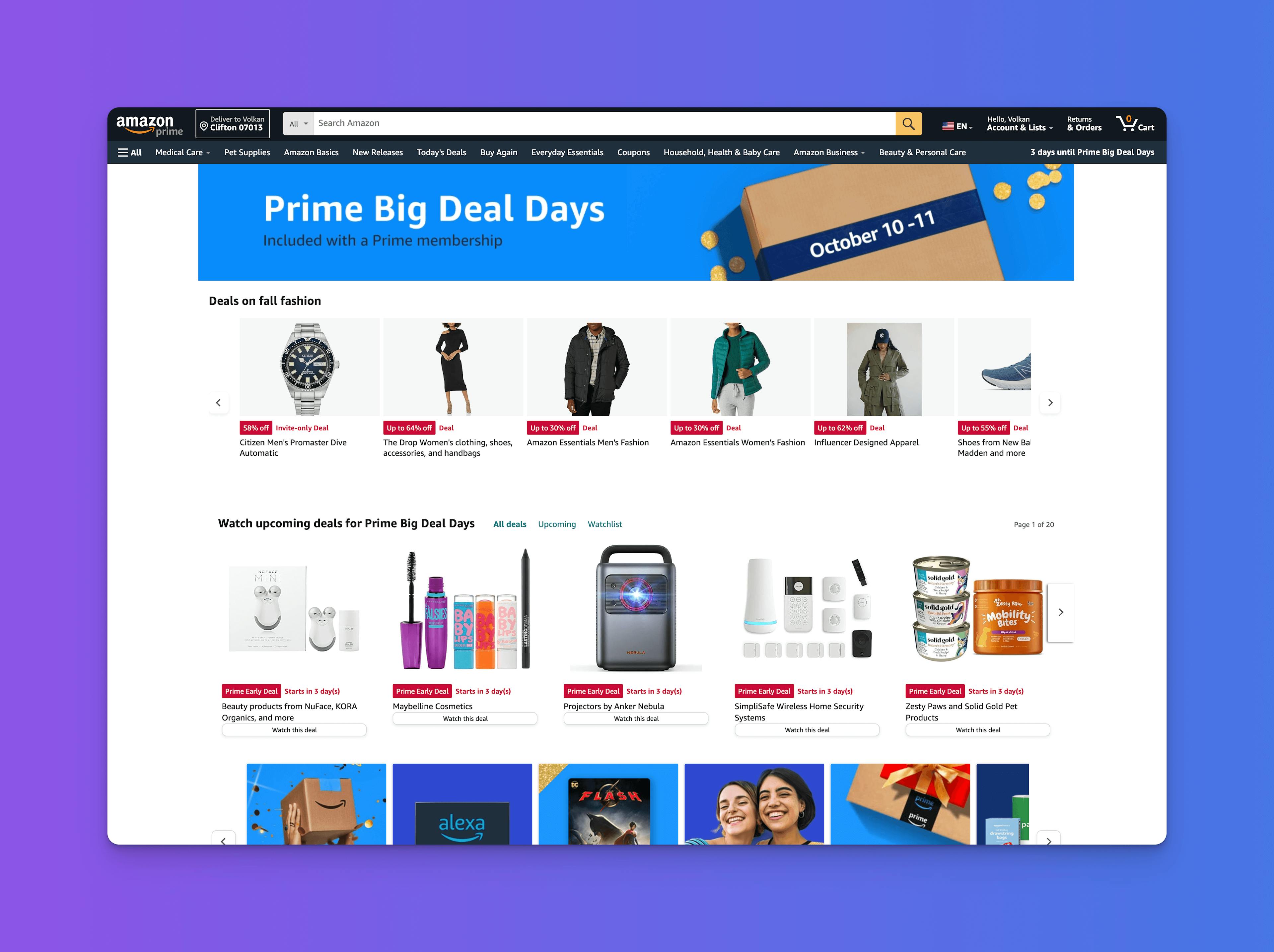 Amazon US Prime Days sales page. Amazon US Prime Days sales page.