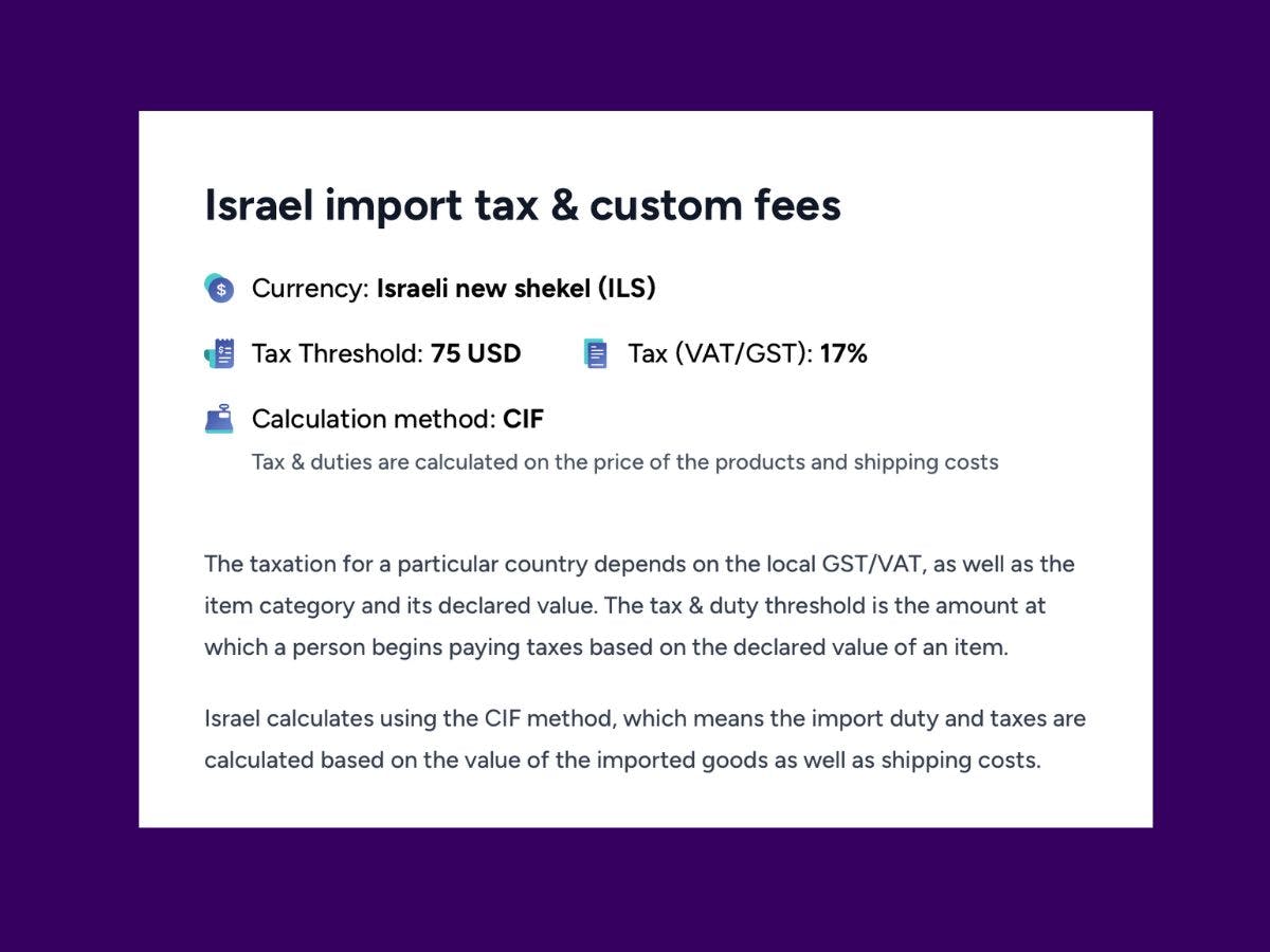 Israel custom and taxes